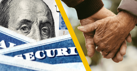 A Social Security image and a senior couple