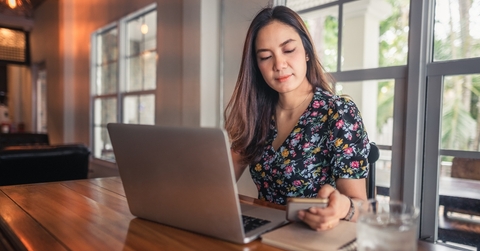 Woman working from home