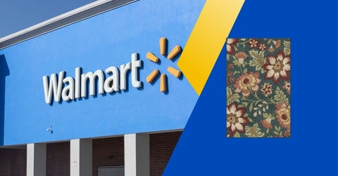 Walmart storefront with accent rug