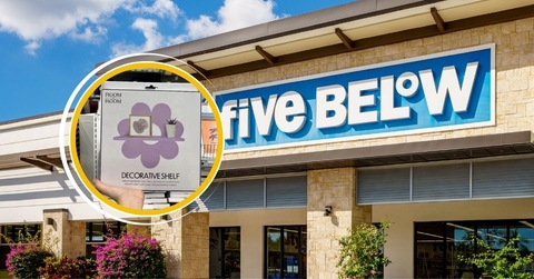 Five Below store with decorative shelf