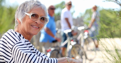 67-year-old woman on bike