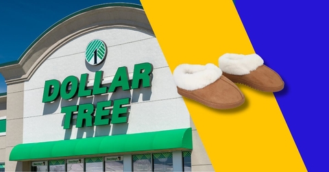dollar tree storefront and slippers