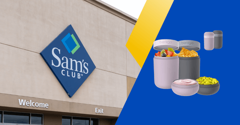 Collage of Sam's Club storefront and Bentgo Snack Cups product
