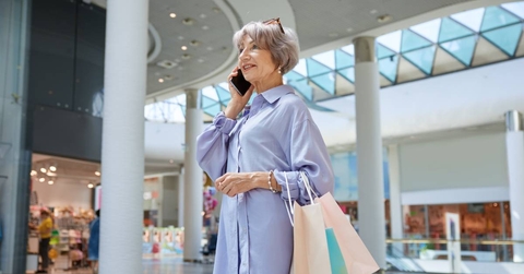 Wealthy senior woman in a shopping mall