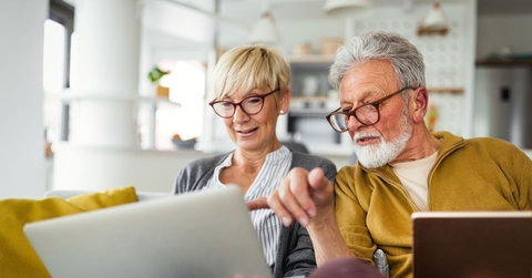Retired couple on laptop
