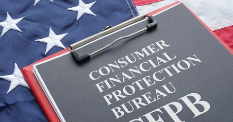 CFPB on paper with American flag